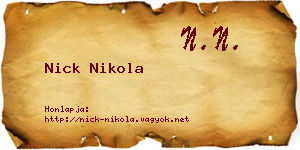 Nick Nikola névjegykártya